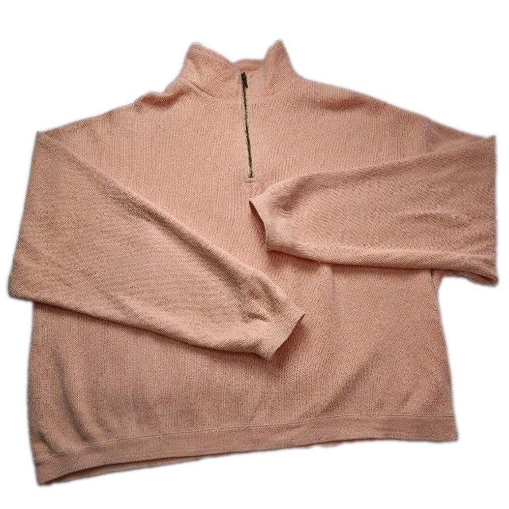 Tommy Bahama Sweater Mens Medium Salmon Quarter Zip Preppy Casual Cotton